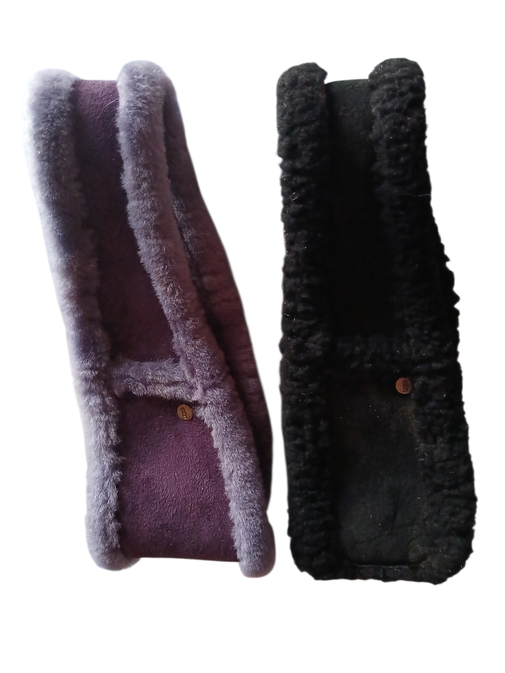 (2) UGG Faux Shearling Neck Warmers in Purple and Black